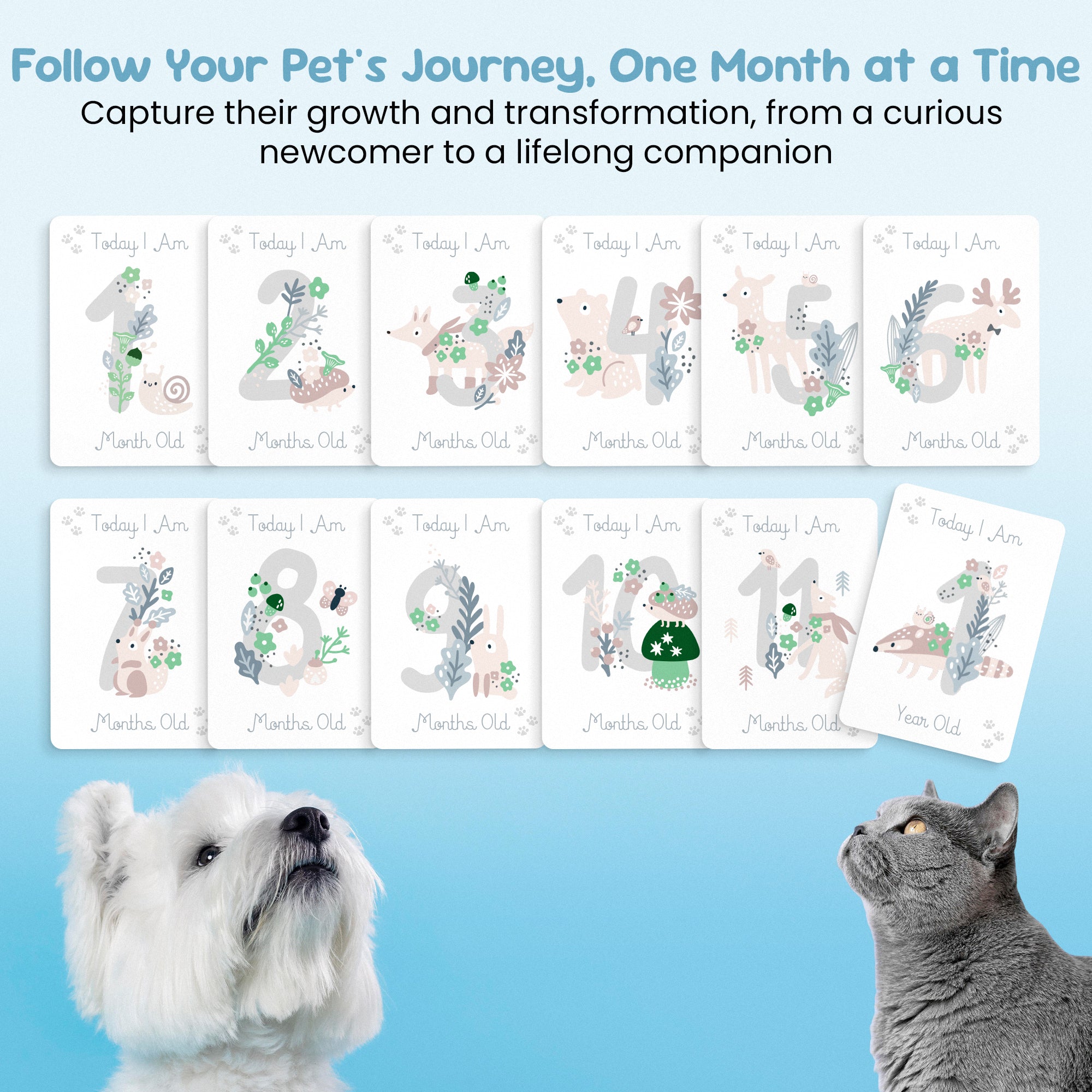 Pet Milestone Cards – Celebrate Key Moments with Your New Pet, Adoption & Growth Keepsake for Dogs and Cats, Perfect Gift for Pet Parents