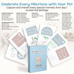 Pet Milestone Cards – Celebrate Key Moments with Your New Pet, Adoption & Growth Keepsake for Dogs and Cats, Perfect Gift for Pet Parents