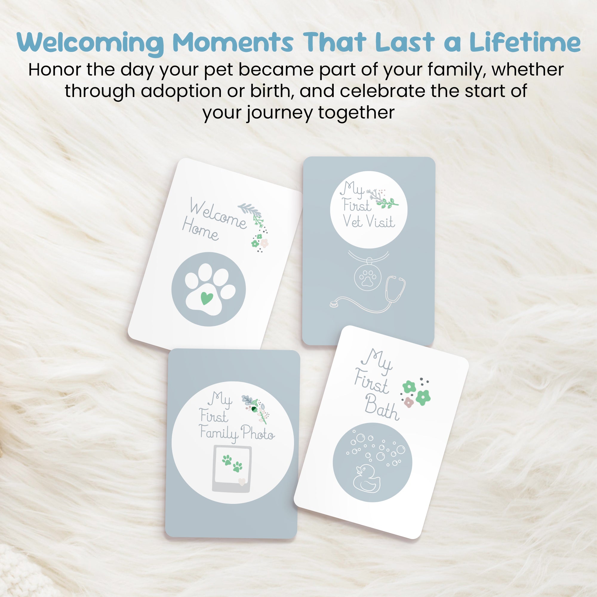 Pet Milestone Cards – Celebrate Key Moments with Your New Pet, Adoption & Growth Keepsake for Dogs and Cats, Perfect Gift for Pet Parents