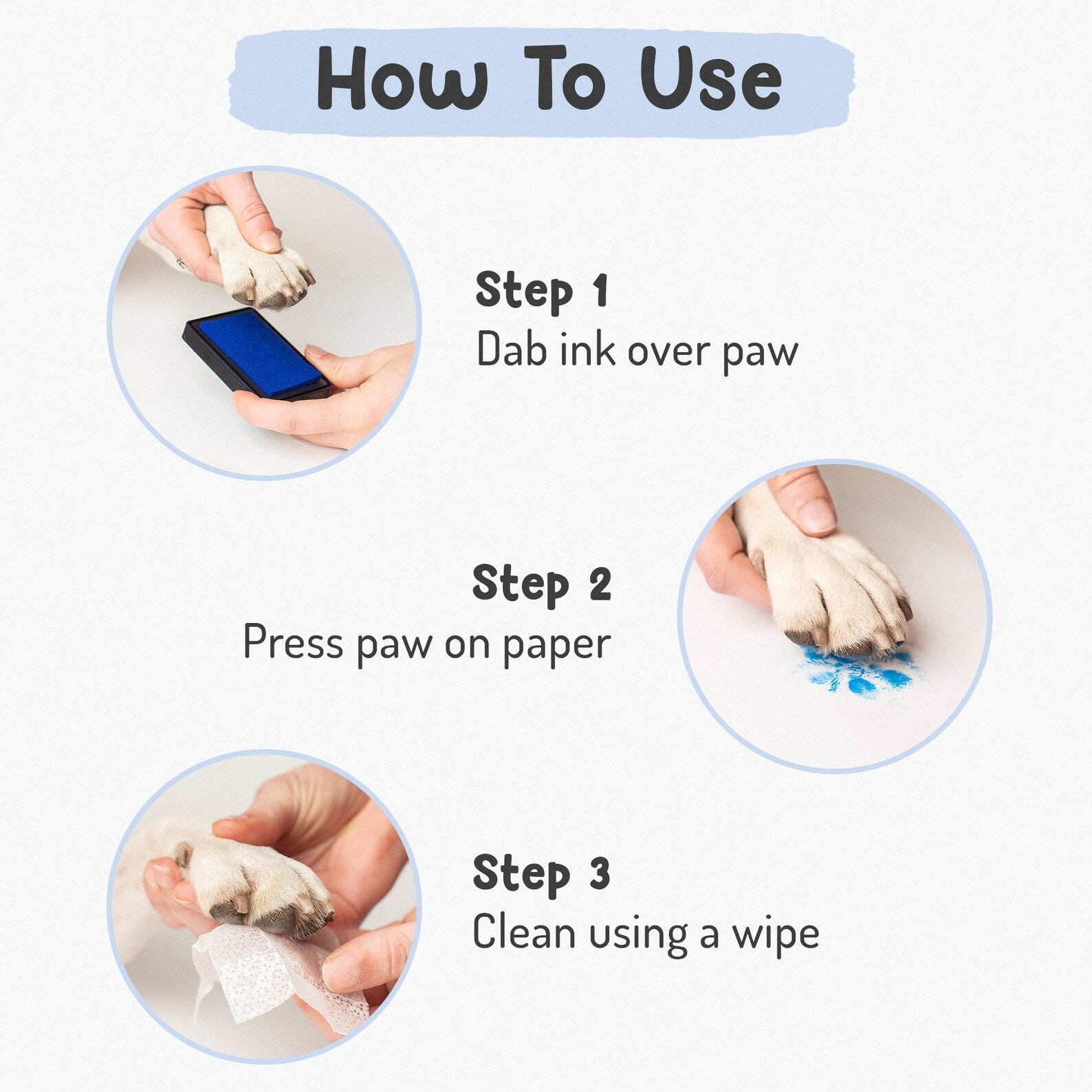 Paw69 Paw Print Stamp Pad, 100% Pet Safe, Small and Large Pets, Dog & Cat  Paw Prints, No-Mess Ink Pad, Pet Safe, Best Paw Memorial Imprint Cards, Pet